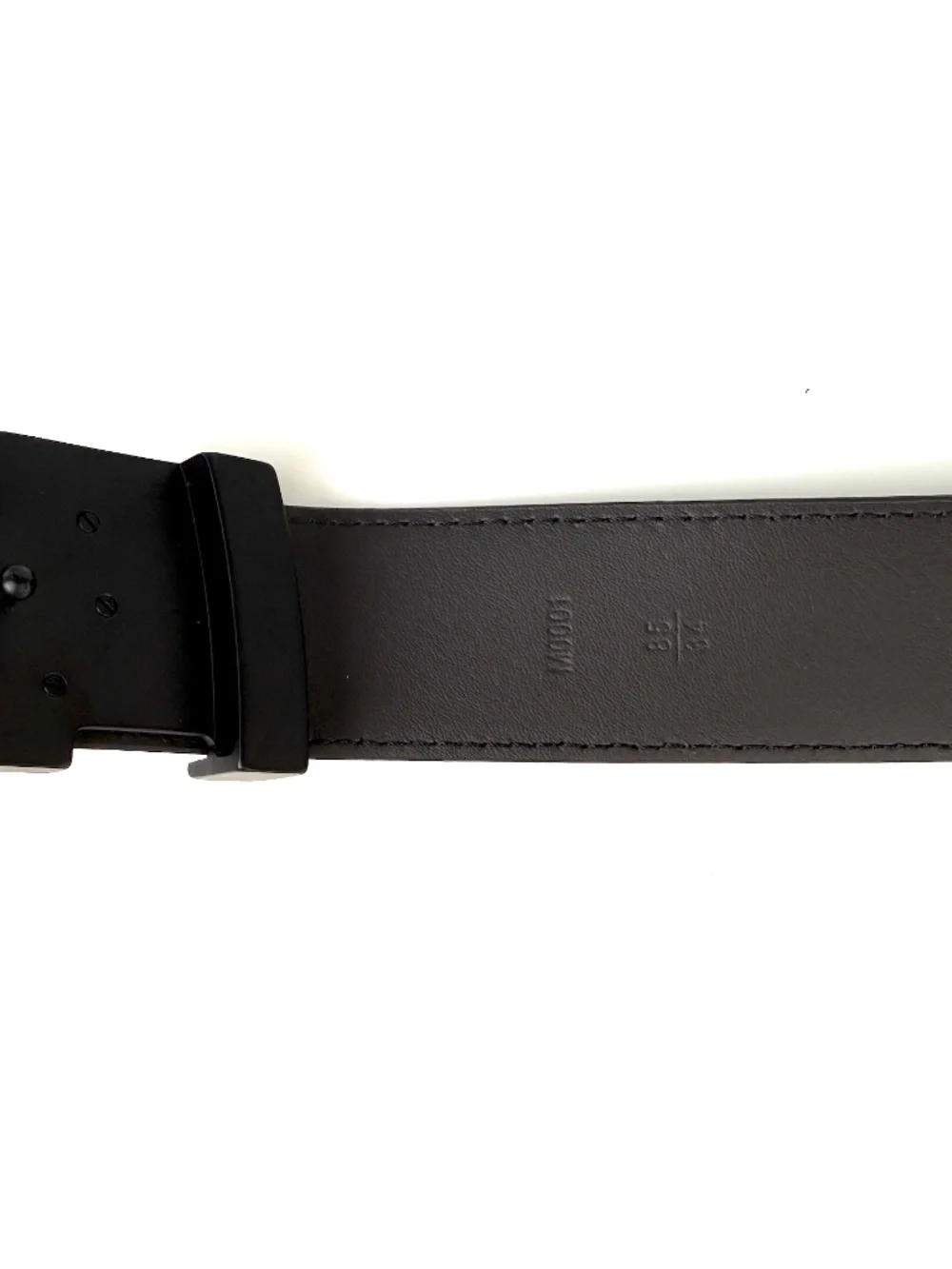 LOUIS VUITTON Initiales Black Monochrome Taiga Leather Belt 85, 34